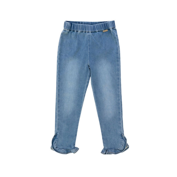 Girls Denim Blue Logo-Patch Jeans