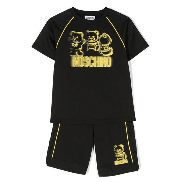 Unisex Black Logo Print Short Sets