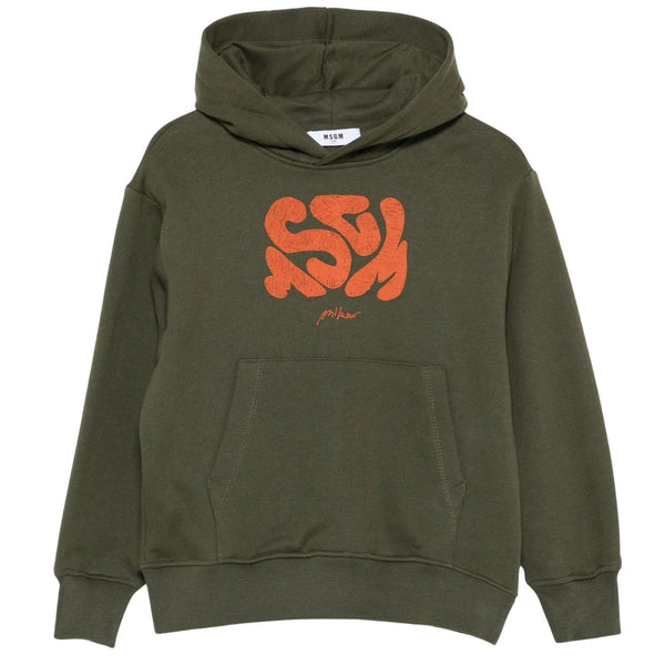 Boys Green Logo-Print Hoodies