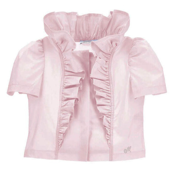 Girls Pink Cotton Ruffle Top
