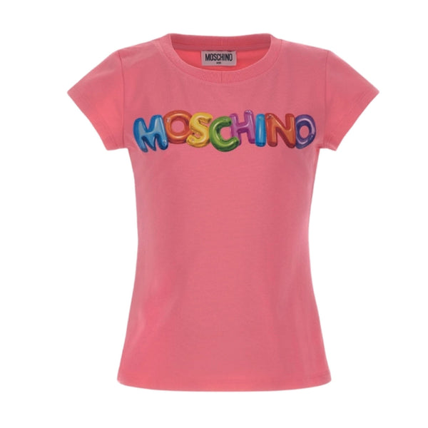 Girls Pink Cotton Logo T-Shirt