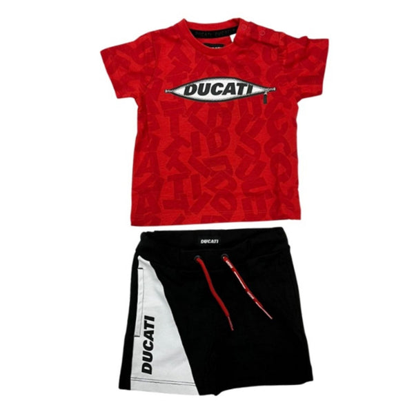 Boys Red & Black Cotton Short Set