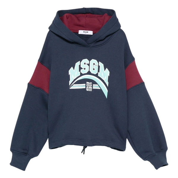 Girls Blue Embroidered Logo-Print Hoodies