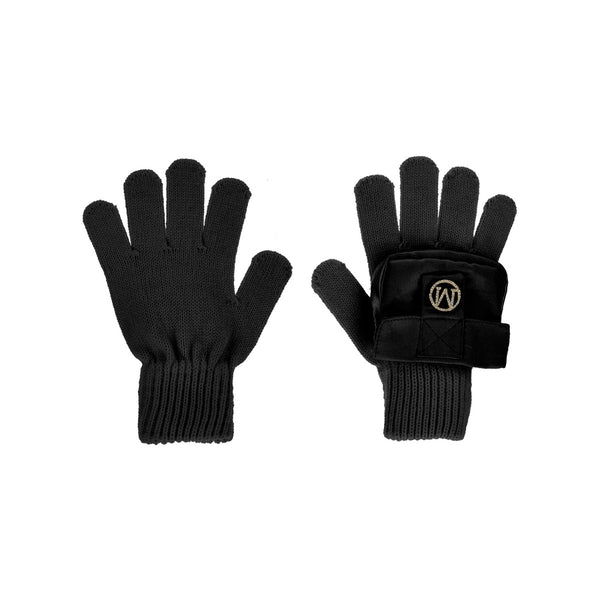Girls Black and Gold Knitted Gloves