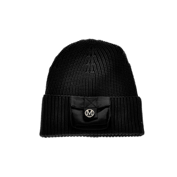Girls Knitted Black Beanie Hat