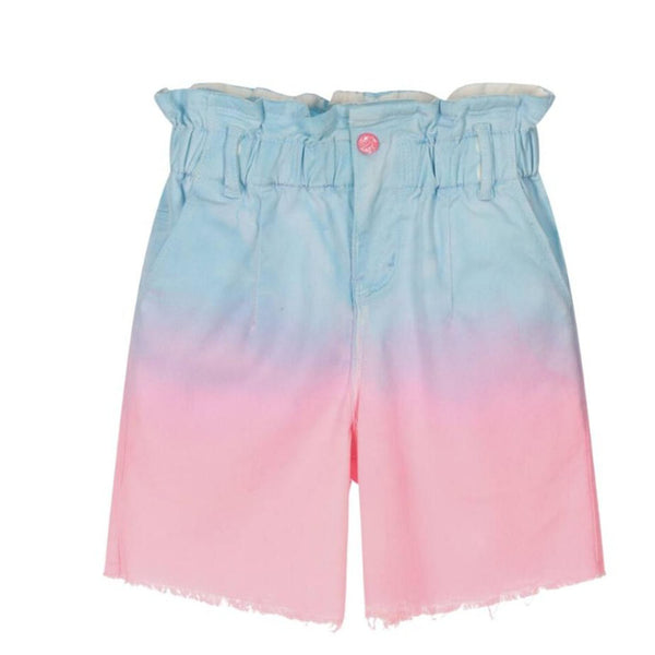 Girls Blue & Pink Paper Bag Shorts