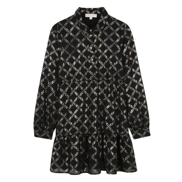 Girls Black All-Over Logo-Print Dress
