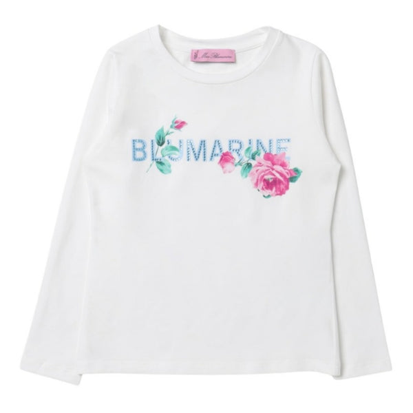 Girls White Rhinestone-Embellished T-shirt