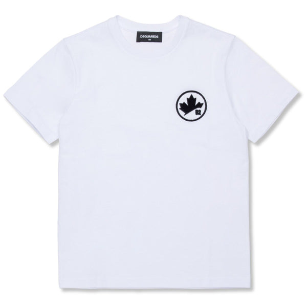 Unisex White Maple-Leaf Logo-Print T-Shirt