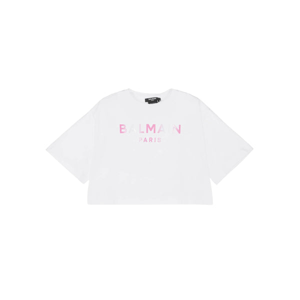 Girls White and Pink Logo T-Shirt