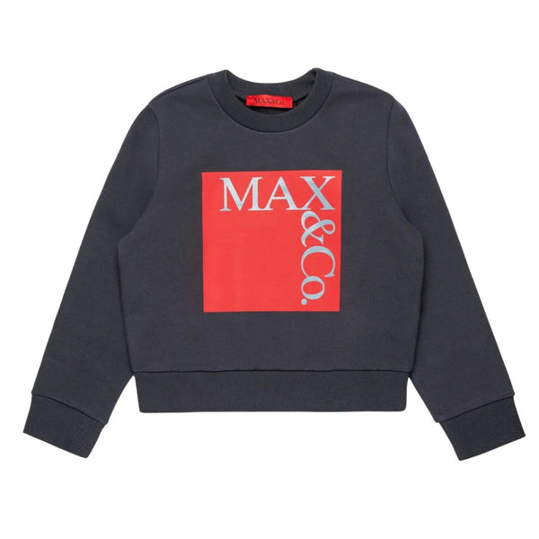 Girls Dark Grey Logo-Print Sweatshirts