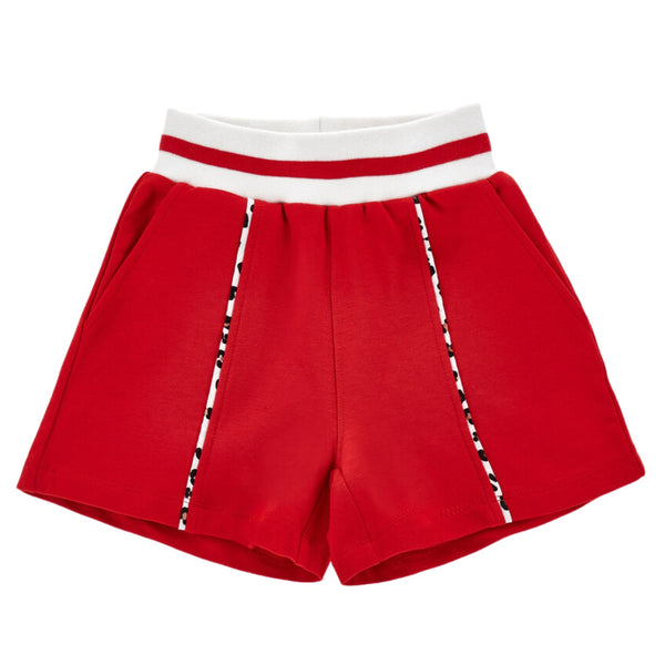 Girls Red Animalier-Stripe Shorts