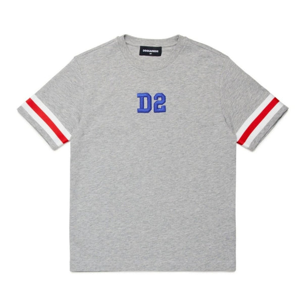 Boys Grey Embroidered-Logo Cotton T-Shirt