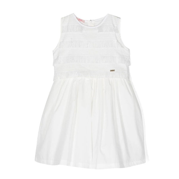 Girls White Sleeveless Dress