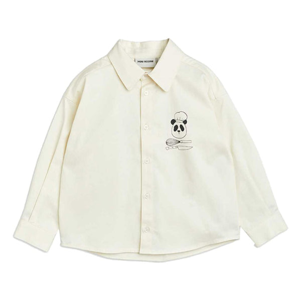 Boys White Shef Panda Woven Shirt