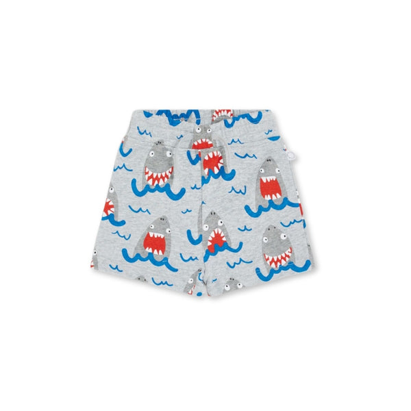 Boys Grey Shark-Print Shorts