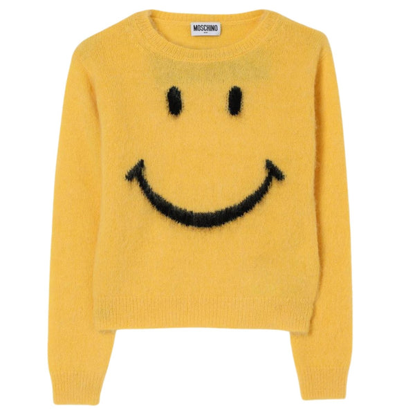 Girls Yellow Smiley Knitted Cardigans