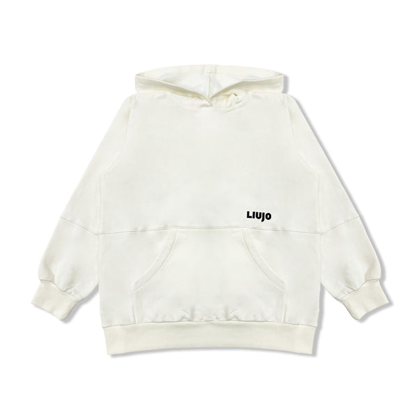 Girls Ivory Rubberised-Logo Hoodie