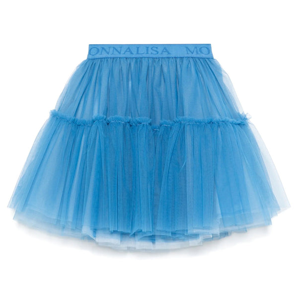 Girls Blue Logo-Waistband Skirt