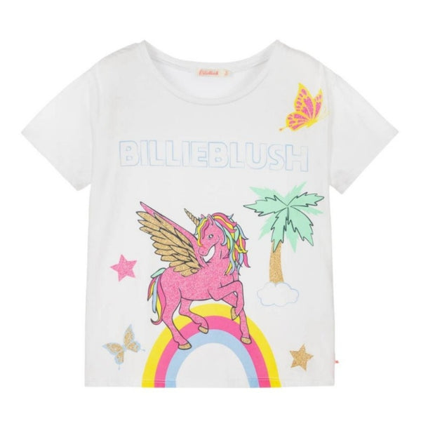White Cotton Unicorn Logo T-Shirt