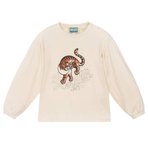 Baby Girls Dark Ivory Gathered Sleeve Top