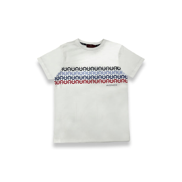 Boys White Cotton Logo T-Shirt