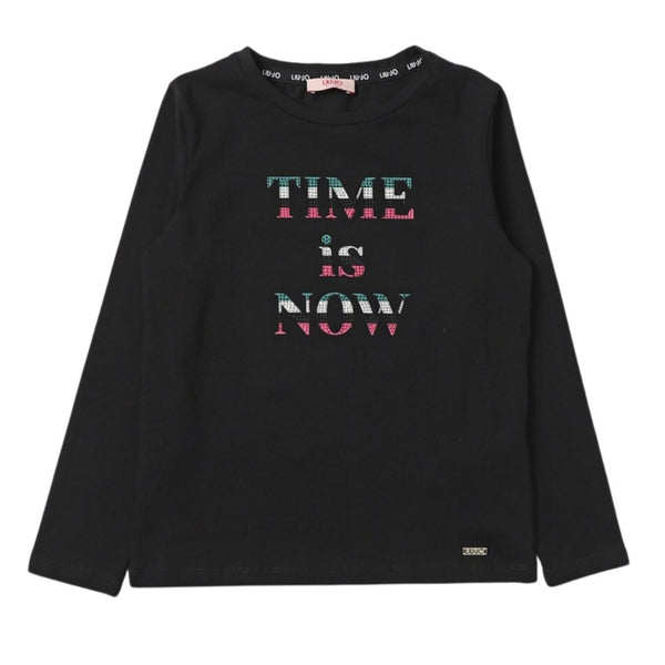 Girls Black Full Sleeves T-Shirt