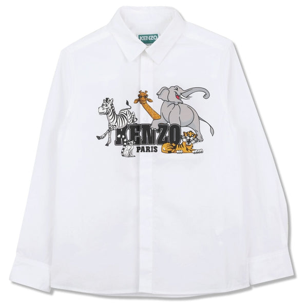 Boys White Graphic-Print Shirts