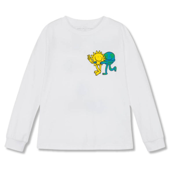 Boys White Sun Earth-Print T-shirt