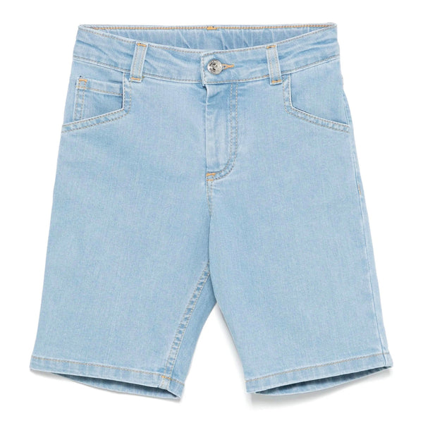 Boys Denim Blue Pegaso-Motif Shorts