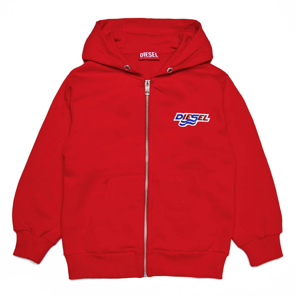 Diesel Logo Patch Zip Up Hoodie