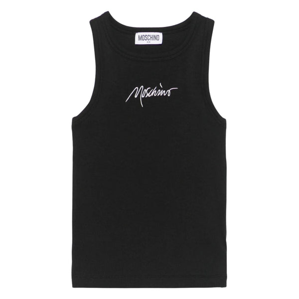 Girls Black Logo-Embroidered Tank Top