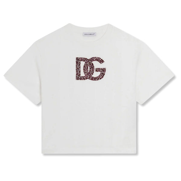 Girls White Logo-Embellished T-Shirt