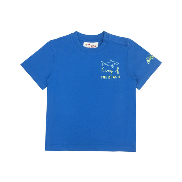 Boys Blue Embroidery-Logo T-Shirt