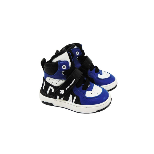Color Blocked Blue White & Black Sneakers By Dsquared2 Icon