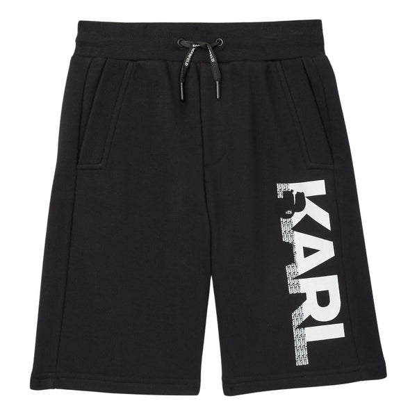 Boys Black Logo-Print Bermuda Shorts