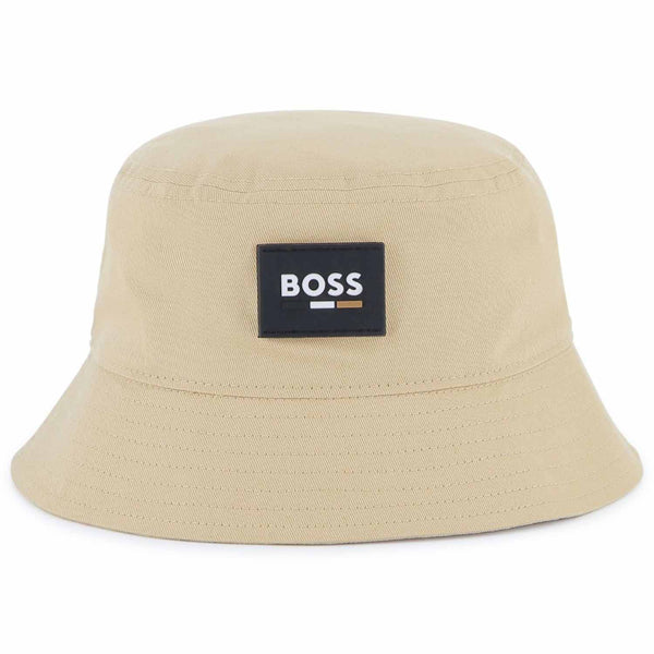 Unisex Beige Cotton Logo-Applique Hat