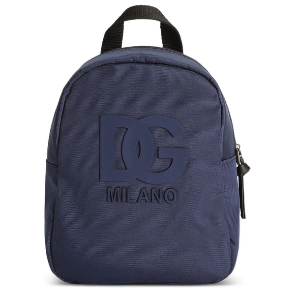 Unisex Navy Blue Logo-Embossed Backpack (23cm)