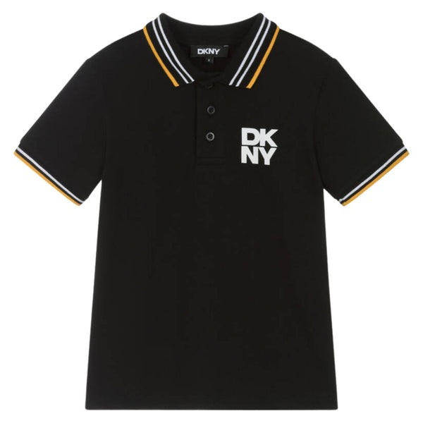 Boys Black Logo-Print Polo T-Shirt