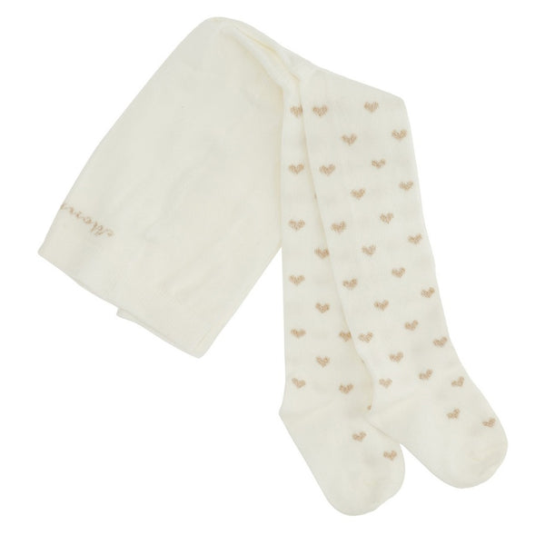 Girls Ivory Heart Cotton Warm Tights