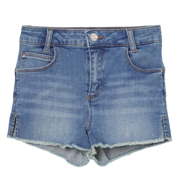 Girls Denim Blue Raw Hem Shorts