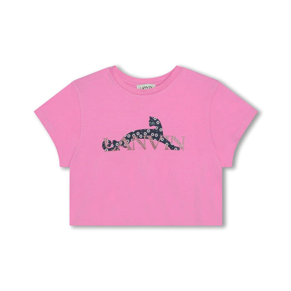 Girls Pink Logo-Print Cotton T-shirt