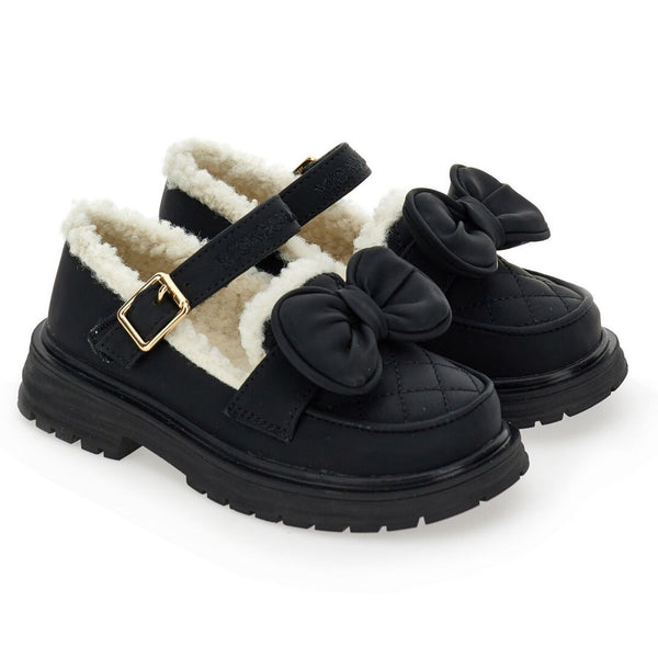 Girls Black Bow Shoes