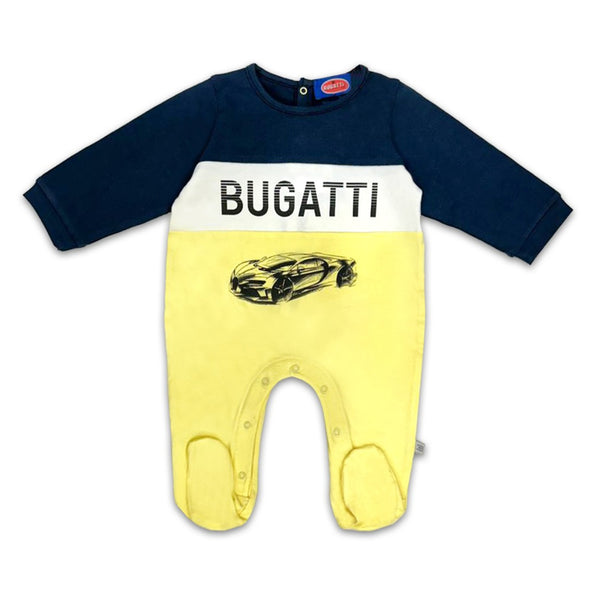 Baby Boys Blue & Yellow Logo-Print Romper