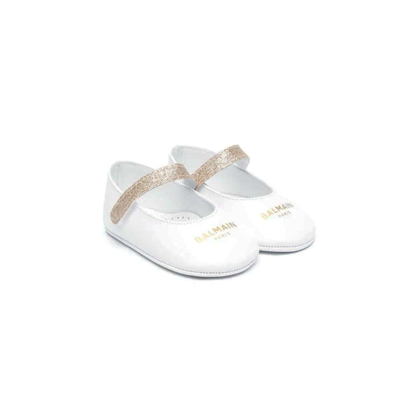 White Logo Print Shoes For Baby Girls