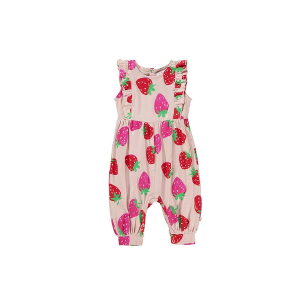 Girls Pink & Red Strawberry Jumpsuit