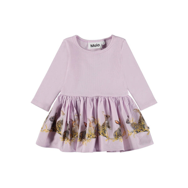 Girls Purple Rabbit Print Dress