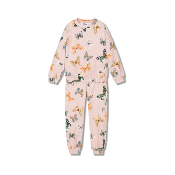 Baby Girls Pink Butterfly Print Cotton Tracksuit