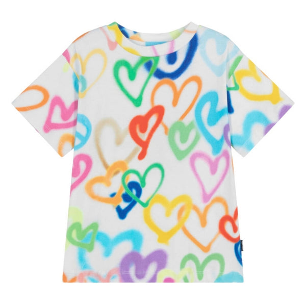 Girls Multi-Color Cotton Heart T-Shirt