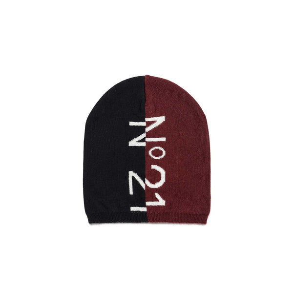 Black And Burgundy Red Beanie Hat